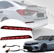 Red Housing Full LED Rear Reflector Fog Bumper DRL Kit for Honda Civic 11th 2...