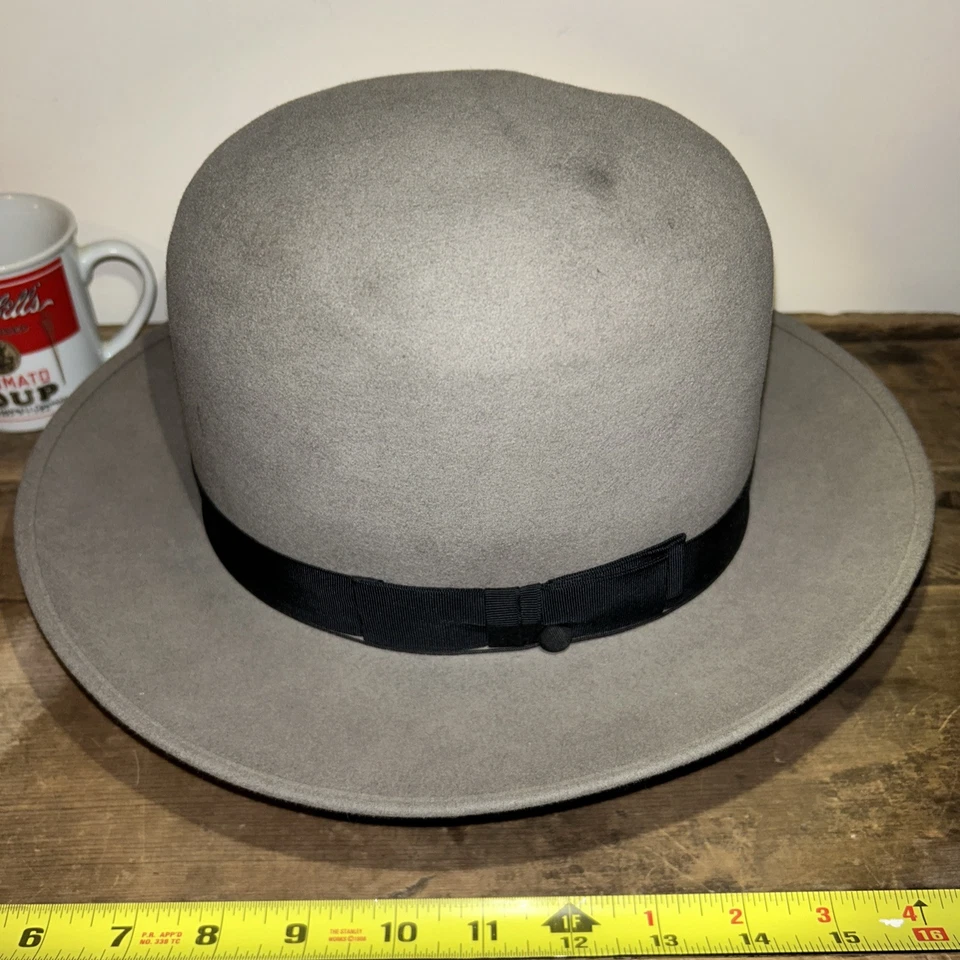 Magnificent Vintage Mallory Grey Premier Quality Pliafelt Hat Very Rare Size 7 - Image 3 of 4