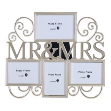 Mr & Mrs Picture Frames,Cherish Every Memory,4 opening photo collage,Silver P...