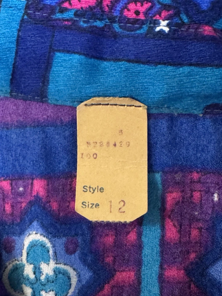 Nuevo de Lote Antiguo Vestido Camisa Midi Con Botones Paisley Psicodélico Años 60 Con Cinturón Talla 6 Foto 4 de 4