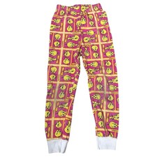 Vintage 90s Warner Bros Tweety Bird Pajama Pants Kids Pink 1996 Loungewear