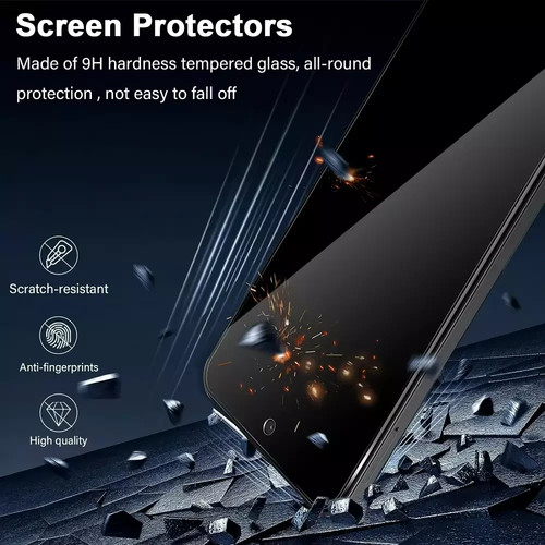 For iPhone 16 15 14 13 12 11 Pro Privacy Tempered Glass + Back Camera Protector - Picture 6 of 22