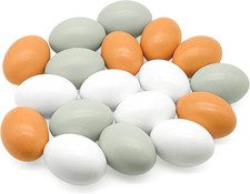 18 PCS Wooden Fake Eggs,3 Colors Wooden Chicken Eggs,Faux Chicken Egg for DIY Cr