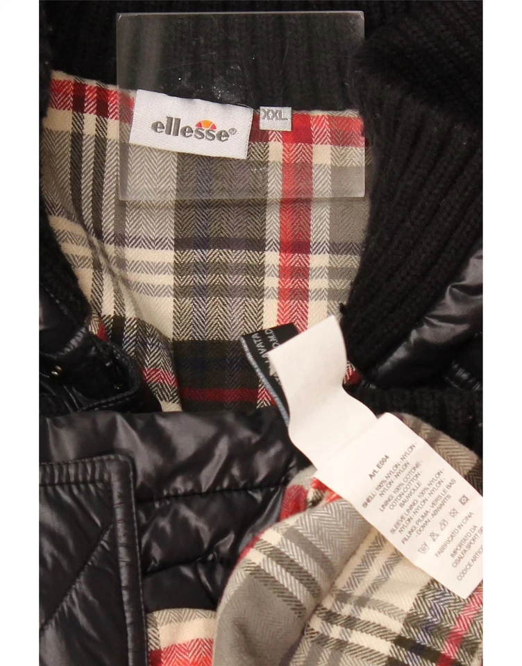 ELLESSE Mens Hooded Padded Jacket UK 44 2XL Black Nylon CS13 - Image 4 of 4