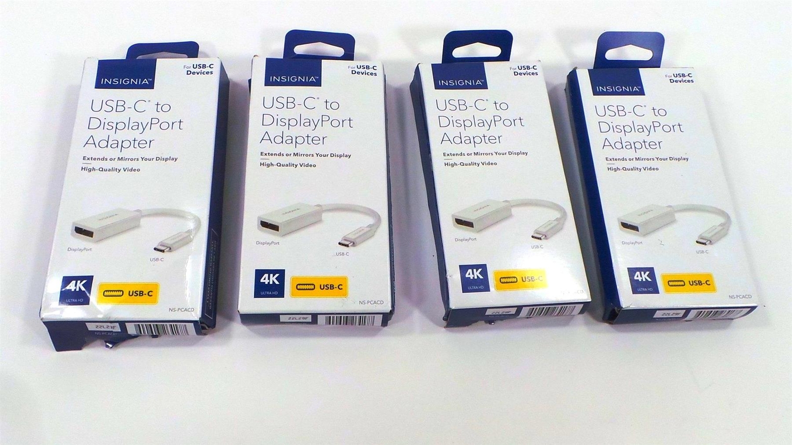 Lot of 4 Insignia- Usb-c to DisplayPort Adapter - White - Free Shipping