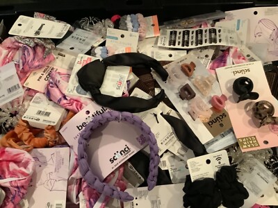 50 New Scunci Hair Accessory Lot Ponys Elastics Headbands Clips Bobby Pins Etc