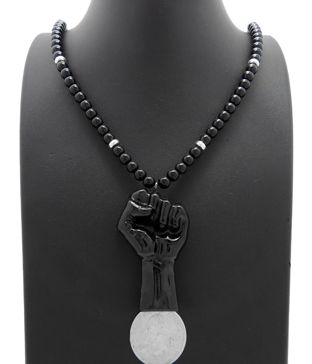 Hip Hop Black Color Rising Fist Pendant 6mm 30