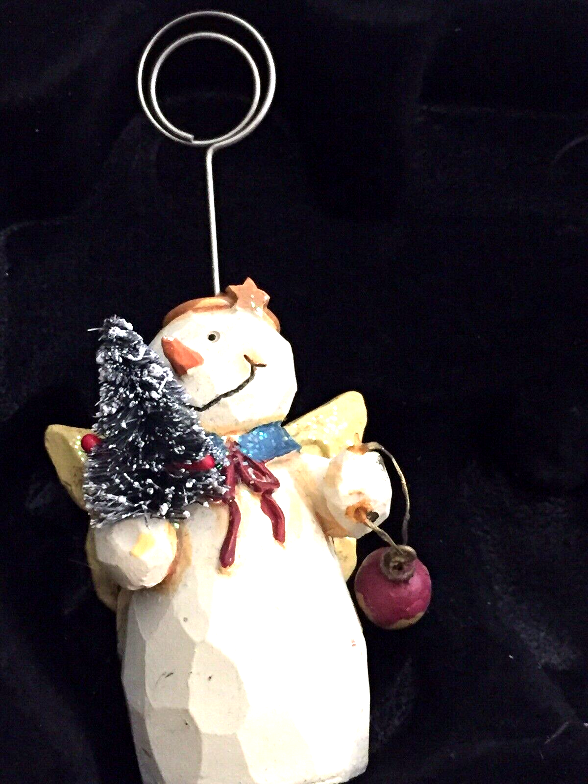 Resin Snow Angel Photo Card Holder Christmas Tree Ornament 5.75 Inches Tall-image
