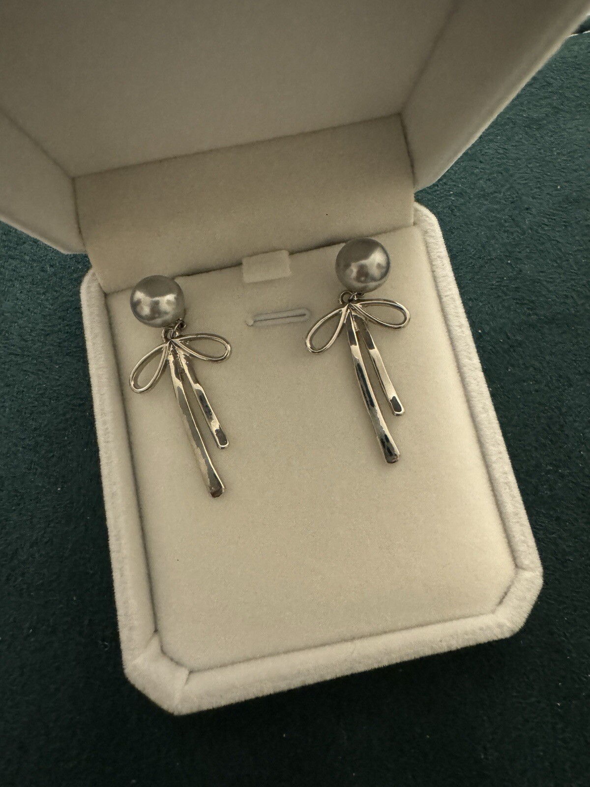 Bow Tassel Faux Pearl Earrings, Two-Wear. 925 Silver Ear Needle and Ear Plug,
