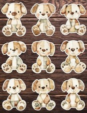 Patchwork Puppy Die Cut Vinyl Stickers Set Scrapbooking Laptop Waterbottle