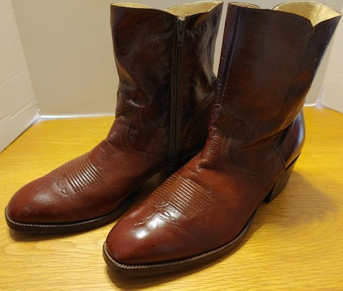 Men's Dan Post Brown Leather Side Zip 