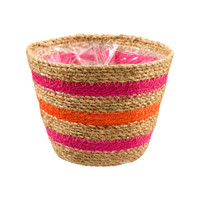 Pflanzkorb Pink Orange Streifen Seegras 13,5Cm Dekokorb Korb ÜBertopf