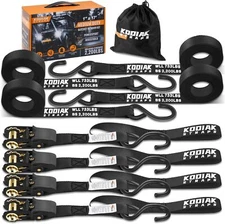 KODIAK 4 Pack 1"x 17' Ratchet Straps Tie Down Kit 2200lbs (Various Colors)