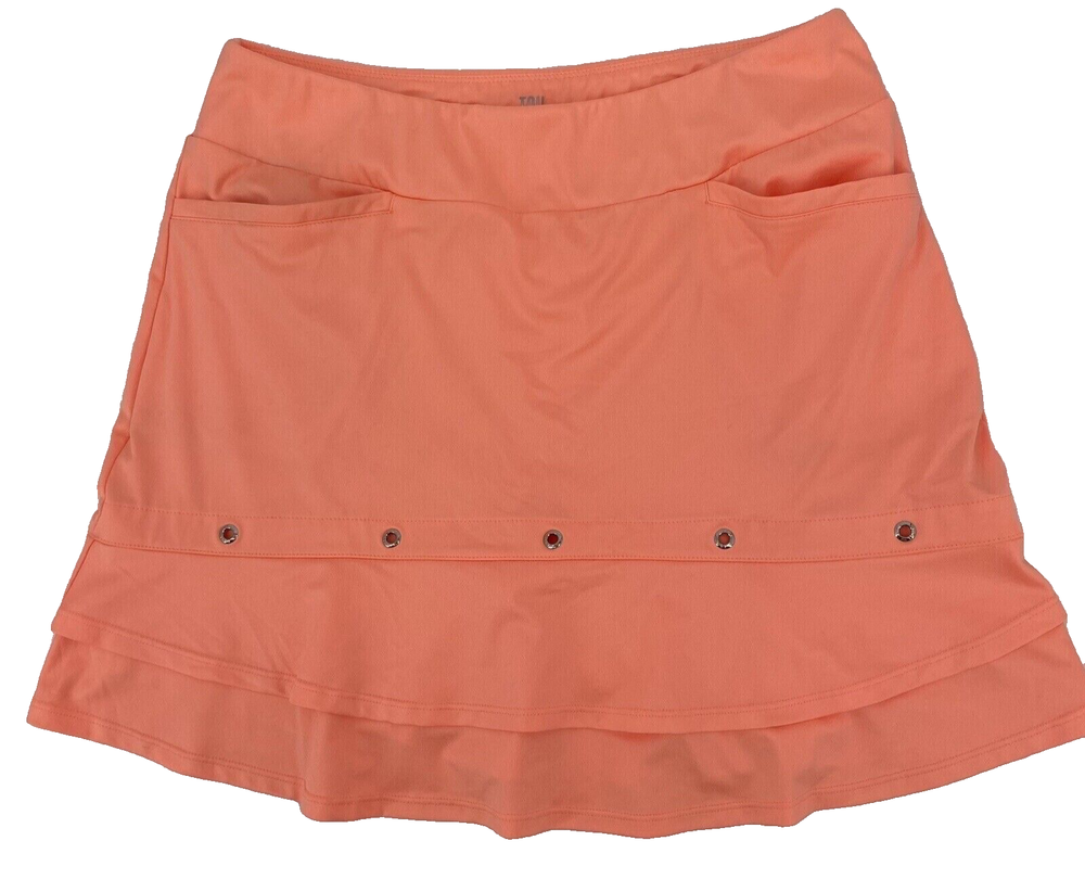 Tail Tennis Skirt L Skort Shorts Lined Neon Orange Pockets Studded Pickleball