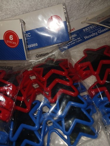 Kids Party Favors. Red Blue Stars Sunglasses 6pck. 4 Sets. 24 Glasses - Picture 3 of 4