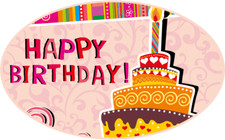 Happy Birthday Pink Pattern Cake Oval Car Bumper Sticker Decal