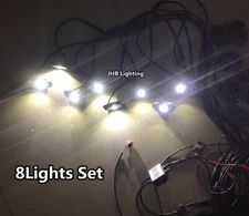 JHB 8PCS Set Switch Ctrl Pure WHITE LED Rock Crawler Lights for Trucks Slingshot