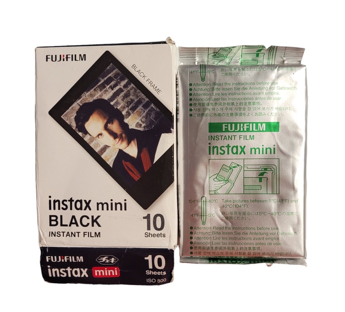 Fujifilm Instax Mini Instant Black Film, 10 Sheets New Open Fujifilm Instax Mini Instant Black Film, 10 Sheets New Open