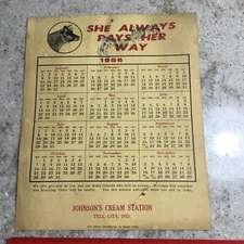 1956 johnsons cream station tell city IN calender cow