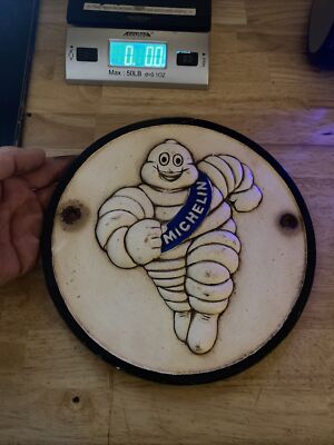 Michelin Tire Sign Plaque Cast Iron Patina Goodyear Fatboy Tires Car Truck Auto
