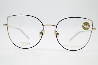 Brille FUZION FUKF11 DB Titanium Gold Schwarz Oval Brillengestell eyeglasses Neu