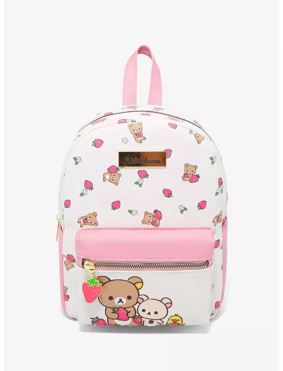 Pink Strawberry Mini Backpack Crossbody Bag