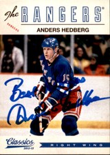 Anders Hedberg Signed Auto 2012-13 Classic Signatures card New York Rangers