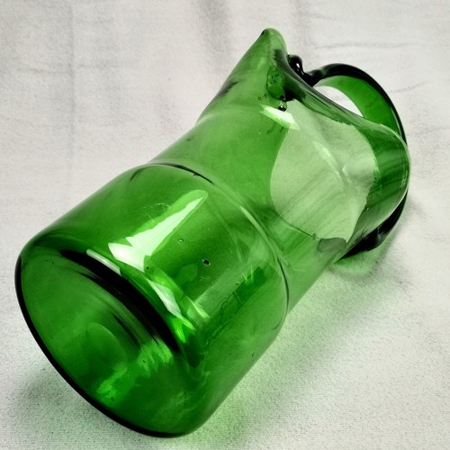 Blown Glass Pitcher Emerald Green Barware Cocktail Italy 1960s Empoli Vintage - Picture 10 of 20