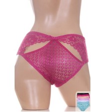 B16 BELLA Purple Magenta Black Sheer nylon Low cut sissy bikini panties L XL