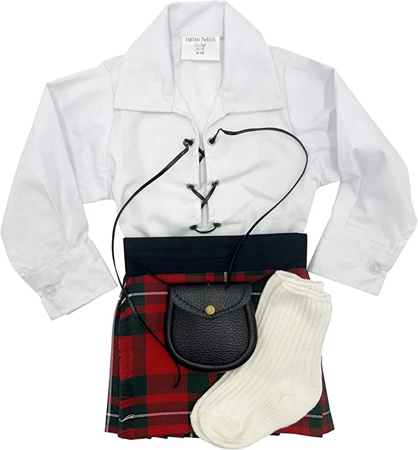 TARTAN TWEEDS Easy Dress Baby Tartan Kilt Outfit, Shirt, Hose & Sporran Newborn - 4 Years