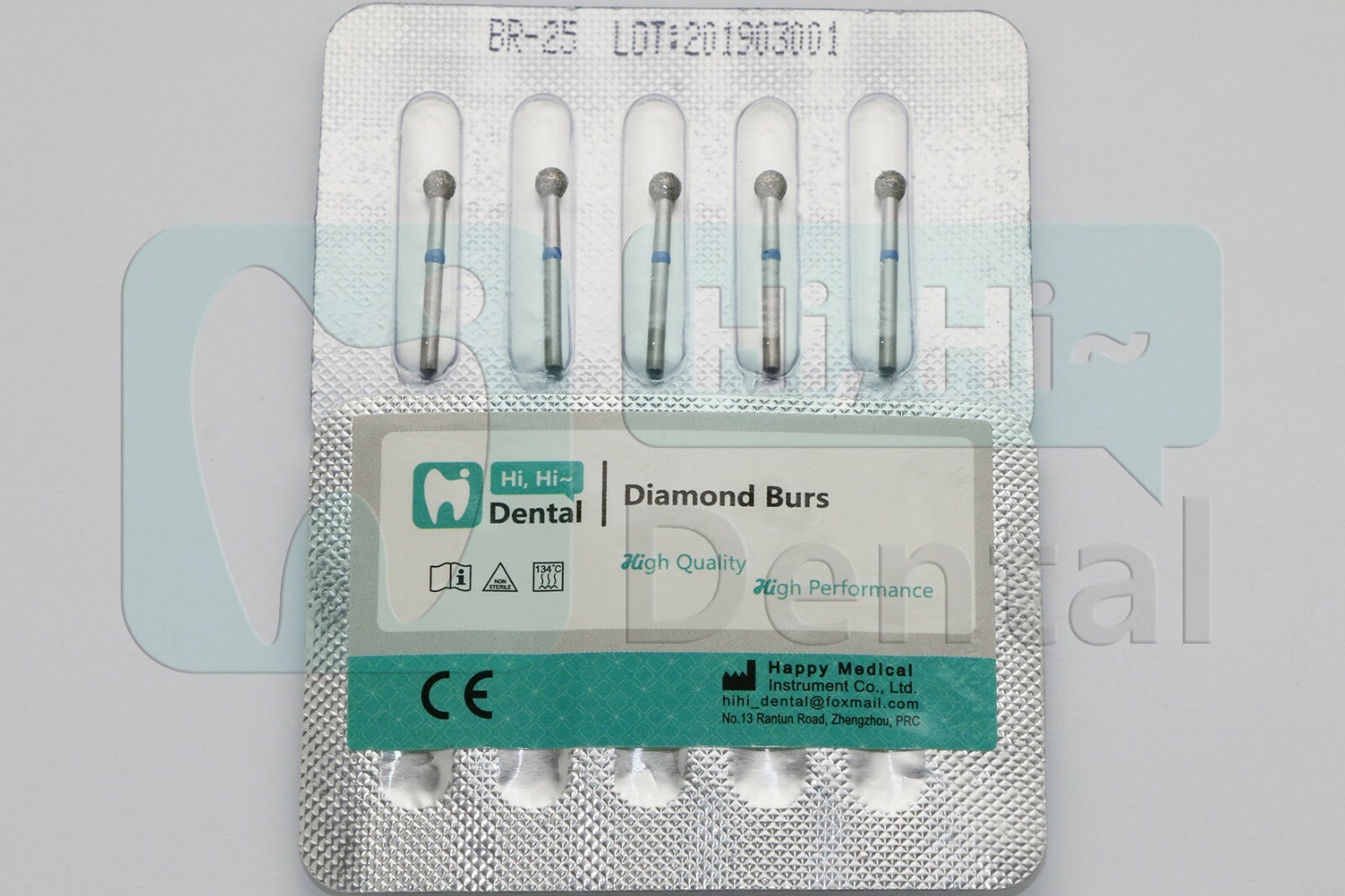 10Pcs Dental Diamond Burs FG Round Ball 801/029M BR25 Standard Grit