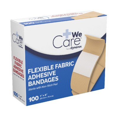 Sterile Premium-Quality Fabric Bandage 1'' x 3'' 100 Box Long-Lasting Adhesive