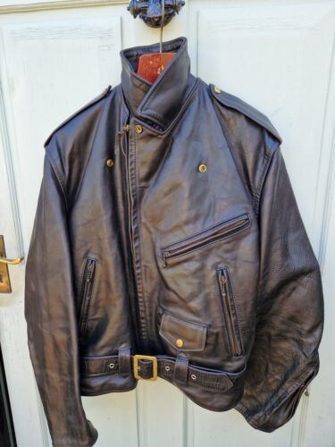 Vintage Aero Leather Motorcycle Jacket Front Quarter Horsehide 42 Black - Picture 15 of 18