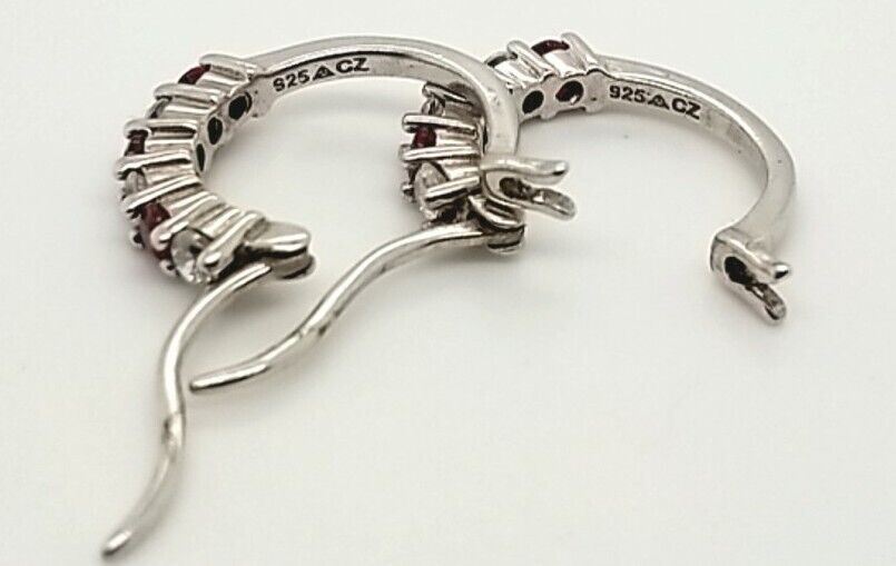 Sterling Silver Simulated Red Ruby And Cubic Zirc… - image 4