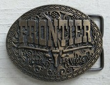 1970s Frontier Hotel Las Vegas Advertising Brass Belt Buckle