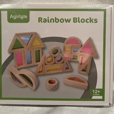 New-Rainbow Building Blocks Transparent Building Blocks Stacking - Set Of 24