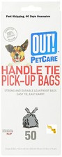Out 50 Count Handle Tie Waste Pick-Up Bags for Dogs, Detailed Information Below