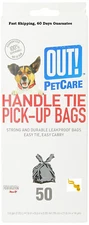 Out! 50 Count Handle Tie Waste Pick-Up Bags for Dogs, Detailed Information Below