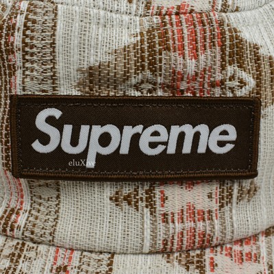 NWT Supreme Woven Pattern Box Logo Boonie Bucket Hat Beige Men's