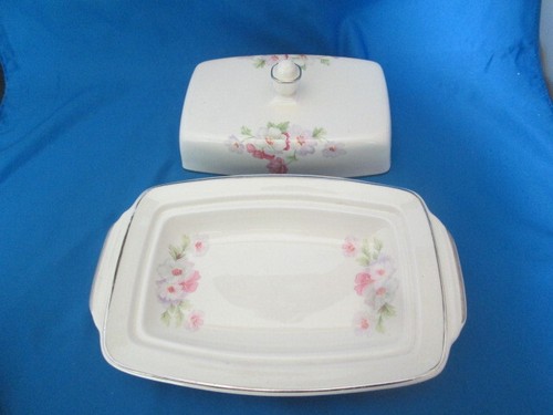 Vintage Homer Laughlin Virginia Rose 2 Piece Covered Butter Dish Holds 1/2 lb - Picture 6 of 7