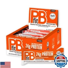 PBfit Peanut Butter Chocolate Protein Bars, 24g Protein, Gluten Free, Vegan, 