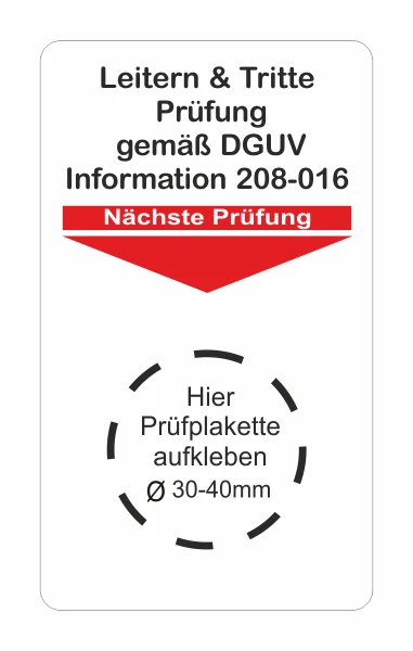 UVV, Leitern & Tritte Prüfung DGUV Grundplaketten Plaketten Unterlage 5225