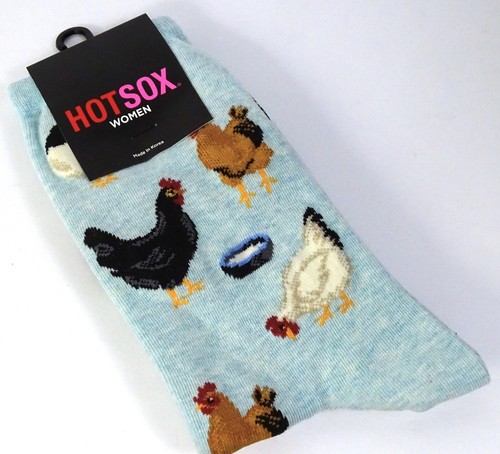 HOTSOX and Blue Q Socks Set of 2 PAIR NOVELTY DESIGN Chicken Cowgirl CREW SOCKS - Picture 3 of 4