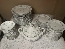 Joann Haviland China Dining Set with Silver Trim 65 Pieces