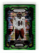 Daron Payne 2023 Panini Prizm #295 Washington Commanders Neon Green Pulsar