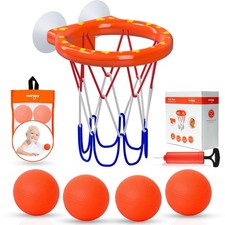 Bath Toys Bathtub Basketball Hoop for Toddlers, Kids, Boys and Girls  4 No-Hol