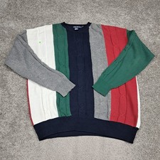 Vintage Nautica Men's Sweater Cable Knit Color Block Multicolor X-Large