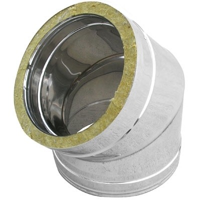 Curva In Acciaio Inox 316l A 45° Doppia Parete - D. Int. 200 - D. Est. 250