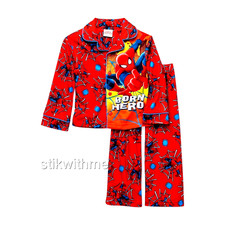 SPIDERMAN SLEEPWEAR 2 Piece SET Flannel Pajamas Button Front  12 Mos.  NEW