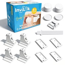 4 Pack Magnetic Cabinet Locks Baby Proofing with 2 Keys